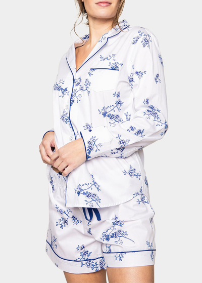 Shop Petite Plume Floral Long-sleeve Short Pajama Set In White