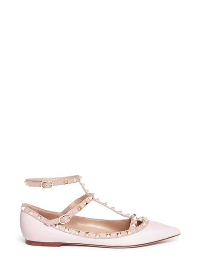 Valentino Garavani 'rockstud' Caged Leather Flats In Water Rose