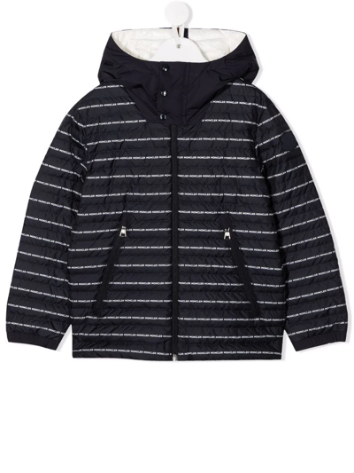 Shop Moncler Logo-print Hooded Jacket In Blue