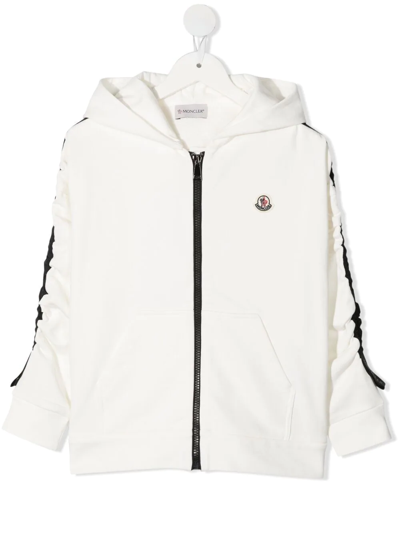 Shop Moncler Logo Patch Hoodie In White
