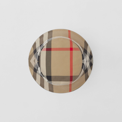 Shop Burberry Exaggerated Check Cotton Bucket Hat In Archive Beige
