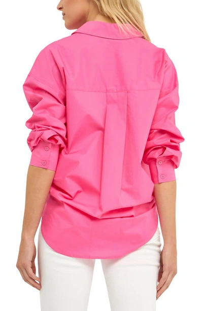 Grey Lab Oversize Cotton Button-up Shirt In Fuchsia