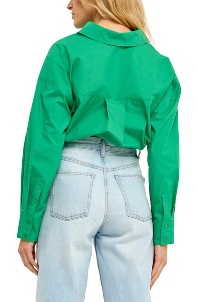 Grey Lab Oversize Cotton Button-up Shirt In Green