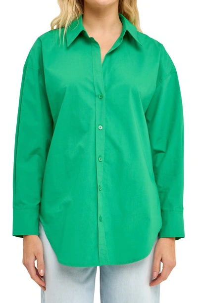 Grey Lab Oversize Cotton Button-up Shirt In Green