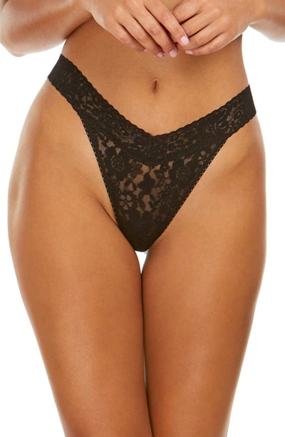 Shop Hanky Panky Daily Lace Original Rise Thong In Black