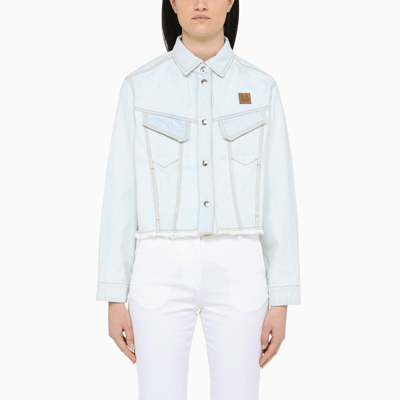 Shop Kenzo | Denim Jacket With Tiger Patch In Light Blue