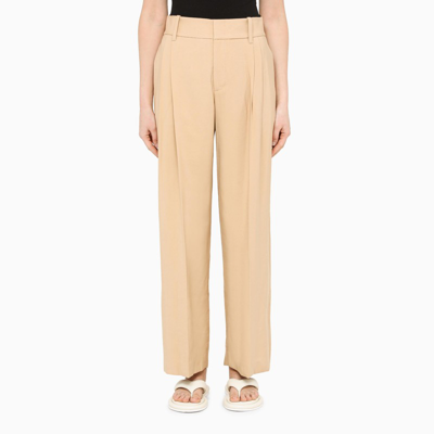 Vince Wool-blend Twill Straight-leg Pants In Beige
