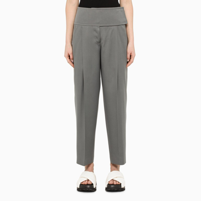 Shop Jil Sander Dark Grey Pleated Trousers