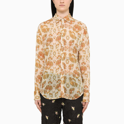 Shop Dsquared2 Floral-embroidered Shirt In Orange