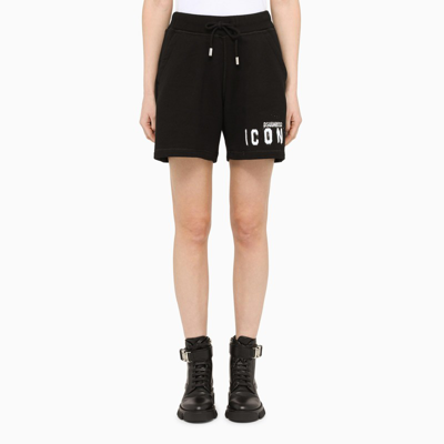 Dsquared2 Icon Logo Print Track Shorts In Black