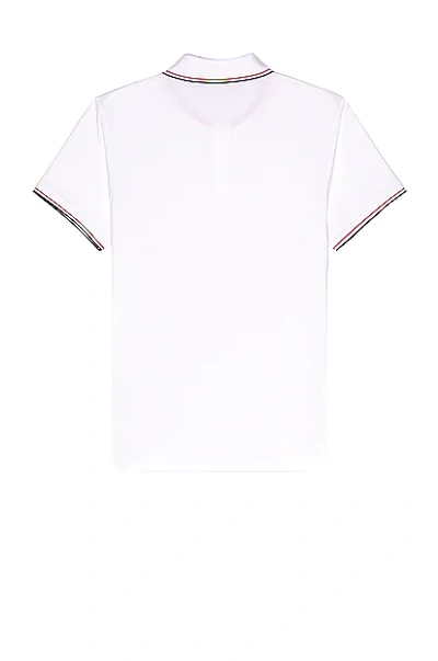 Moncler Classic White Cotton Polo With Signature Tri-color Trim In White
