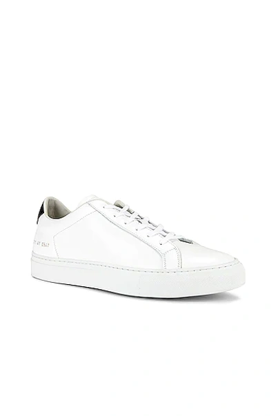 Common Projects Round-toe Low-top Leather Sneaker With Flat Sole In White & Black