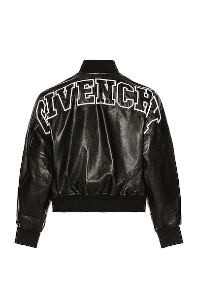 Shop Givenchy Leather Bomber In Black& White