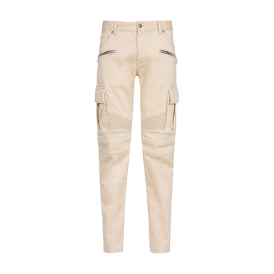 Shop Balmain Cotton Cargo Pants In Beige