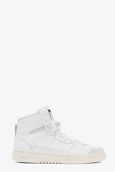 Shop Axel Arigato Dice Hi Sneaker White Leather Hi Top Lace-up Sneaker - Dice Hi In Bianco/grigio