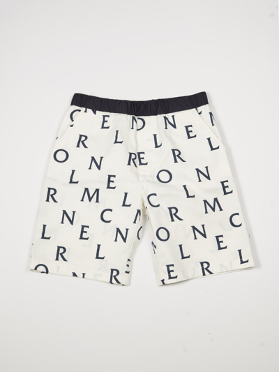 Shop Moncler Cotton Shorts In Panna