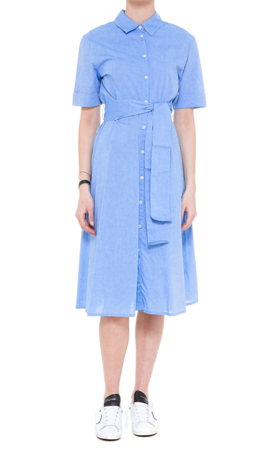 Shop Woolrich Chambray Dress In Blue