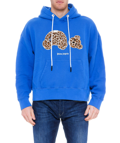 Shop Palm Angels Leopard Bear Hoodie In Blue