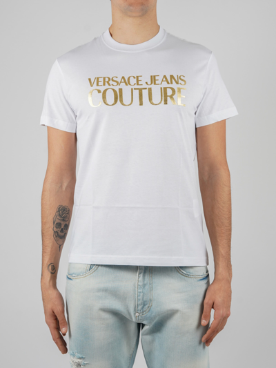 Shop Versace Jeans Couture Logo Tick Foil T-shirt T-shirt In Bianco