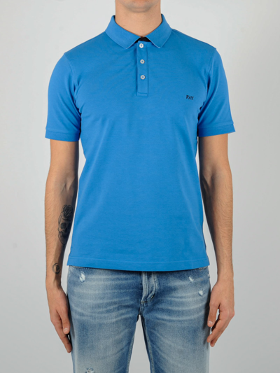 Shop Fay Polo Stretch Bicolor Collar Polo In Azzurro