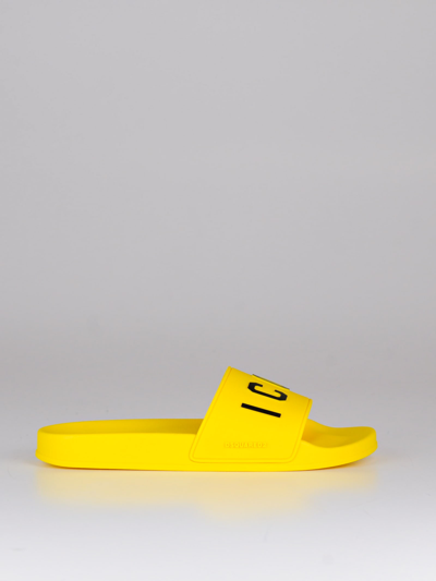 Shop Dsquared2 Slide Sandals Gomma+stampa Icon Sandal In Giallo