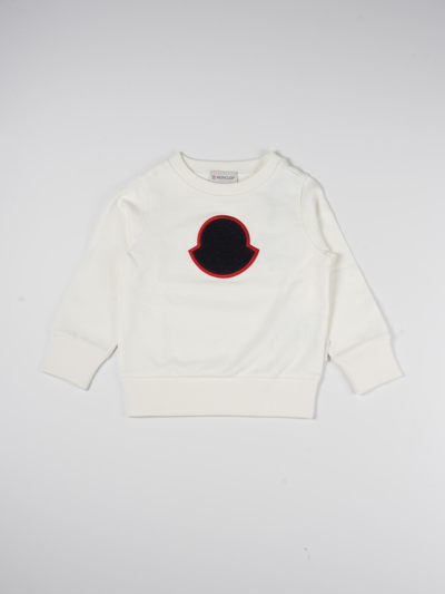 Shop Moncler Cotton Sweatshirt In Bianco