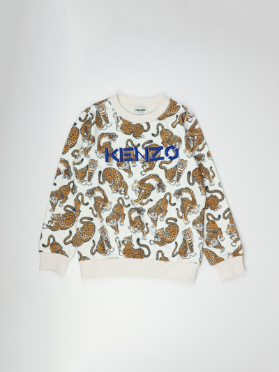 Shop Kenzo Cotton Sweatshirt In Ecru