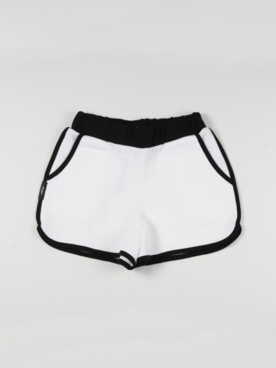 Shop Balmain Cotton Shorts In Bianco-nero