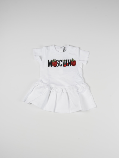 Shop Moschino Jersey Dress In Bianco