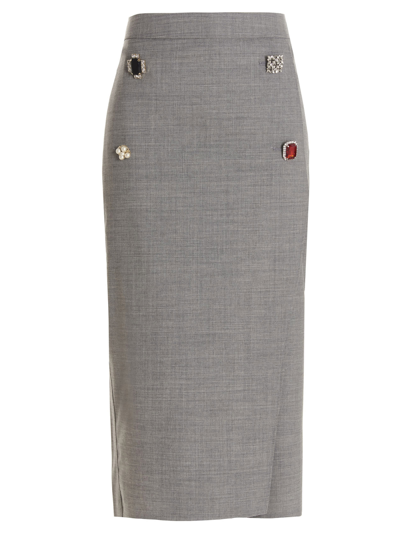 Shop Vetements Fancy Button Skirt In Grey
