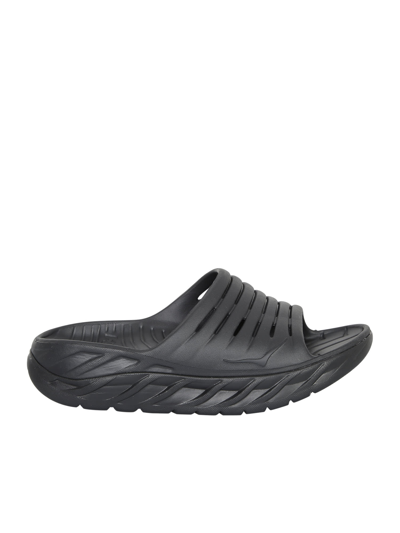 Shop Hoka One One Recovery Open-toe Slides In Black