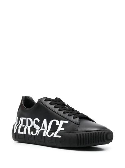 Shop Versace Sneakers Leather In Black