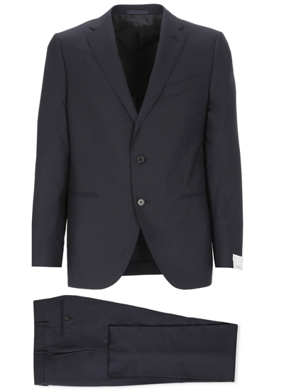 Shop Caruso Wool Pinstripe Two-piece Suit In Dark Blue