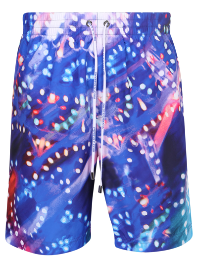 Shop Dolce & Gabbana Luminarie Print Swim Shorts In Blue
