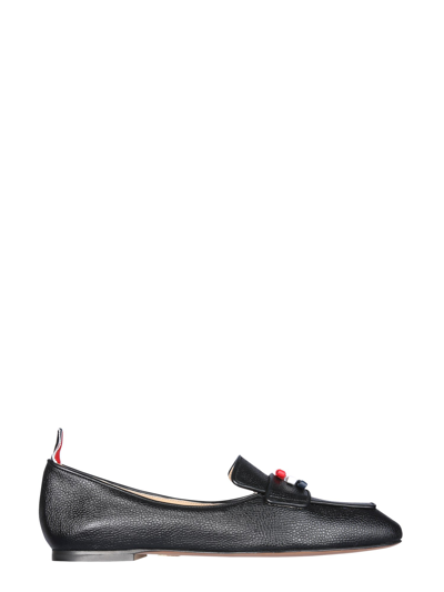 Shop Thom Browne Moccasins With Three Bows In Nero