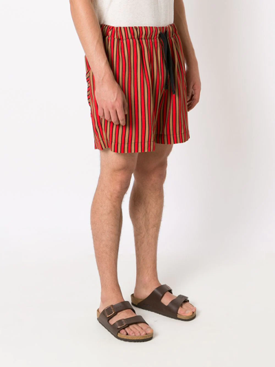 Shop Osklen Stripe-print Drawstring-waist Deck Shorts In Red