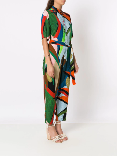 Osklen Abstract-print Tied-waist Jumpsuit In Multicolour | ModeSens