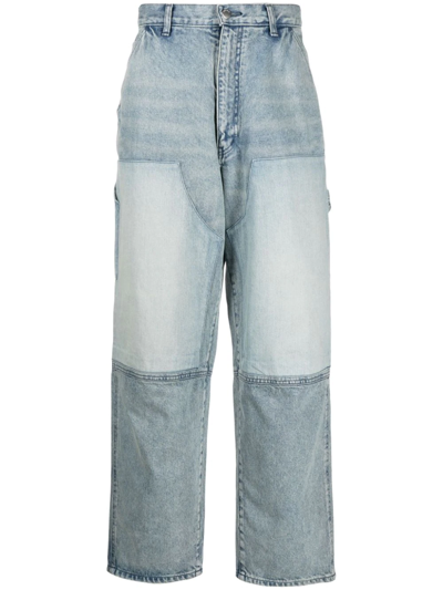 Shop Ambush Panelled Wide-leg Jeans In Blue