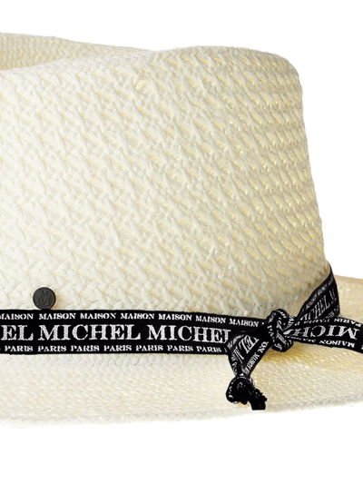 Maison Michel André Straw Fedora Hat In White
