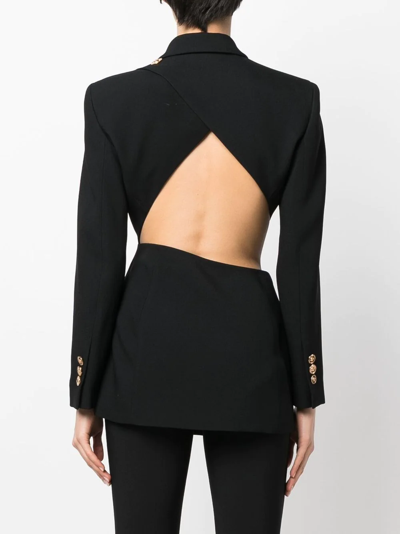 Shop Versace Safety Pin Cut-out Blazer In Black