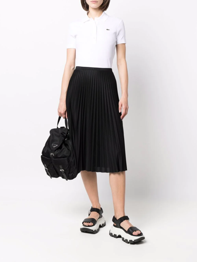 Lacoste Logo-waistband Pleated Skirt In Black