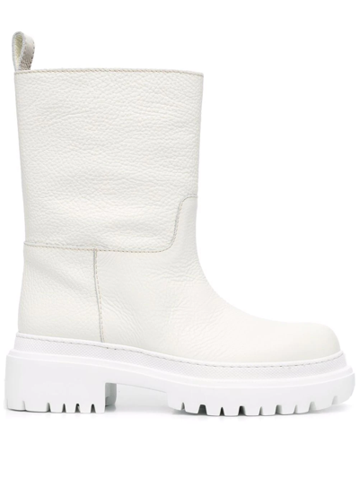 Shop P.a.r.o.s.h Leather Ankle Boots In White