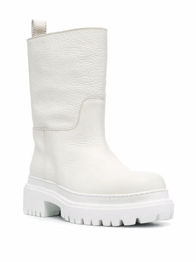 Shop P.a.r.o.s.h Leather Ankle Boots In White