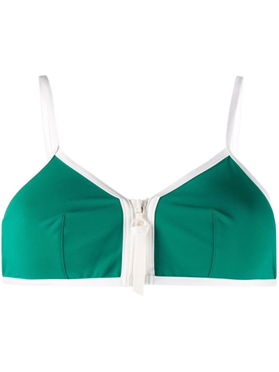 Shop Eres Sifflet Front-zip Bikini Top In Green