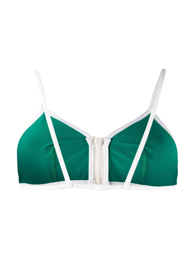 Shop Eres Sifflet Front-zip Bikini Top In Green
