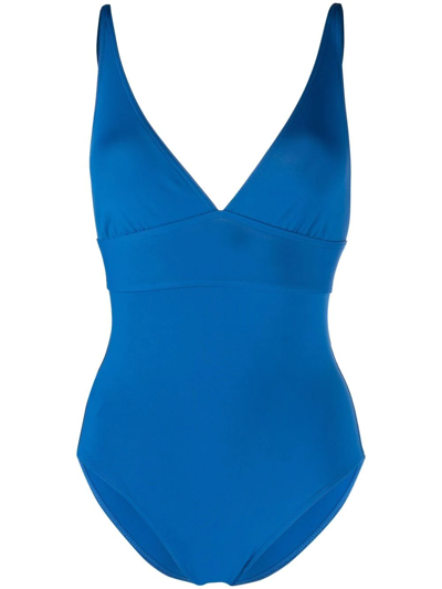 Shop Eres Larcin Plunging V-neck Swimsuit In Blue
