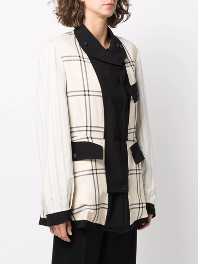 Maison Margiela Reversible Checked Virgin Wool Jacket In Neutrals