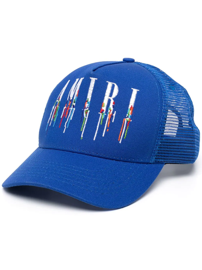 Shop Amiri Embroidered-logo Baseball Cap In Blue