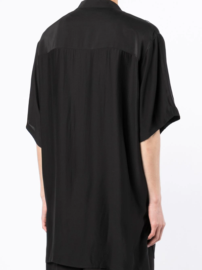 Shop Yohji Yamamoto Photographic Print Short-sleeved Silk Shirt In Black