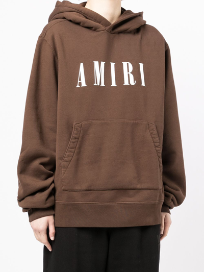 Shop Amiri Logo-print Cotton Hoodie In Brown